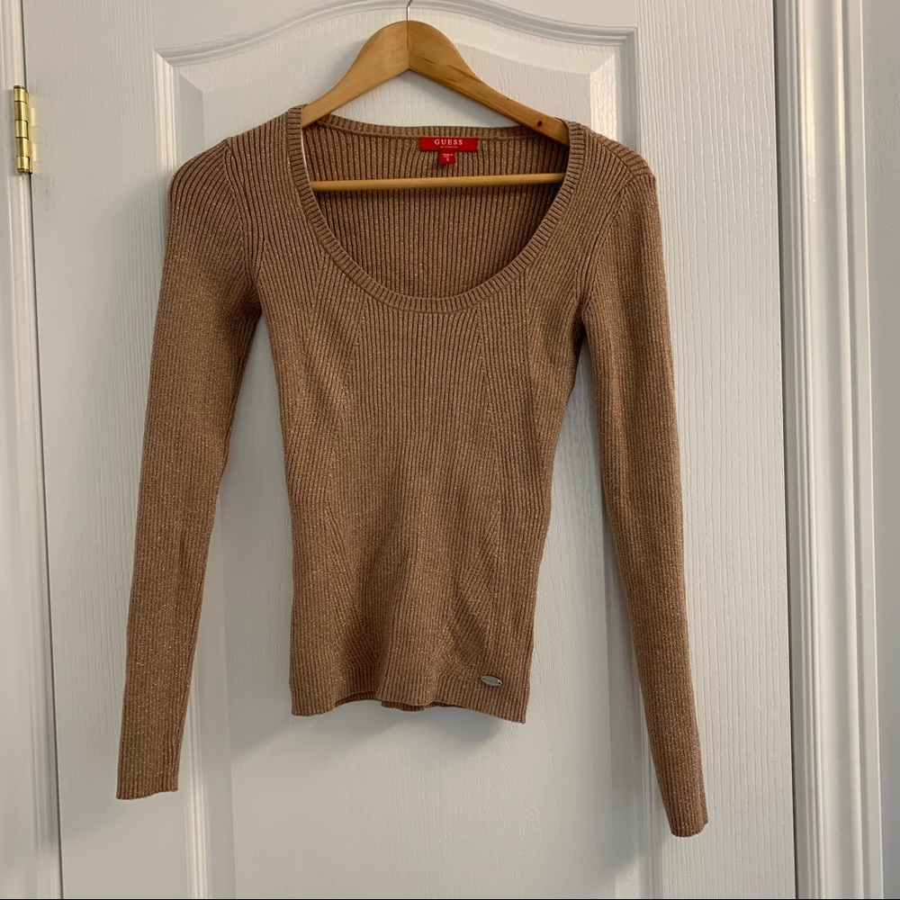 Guess Factory Sparkly Gold Sweater. Size Small.